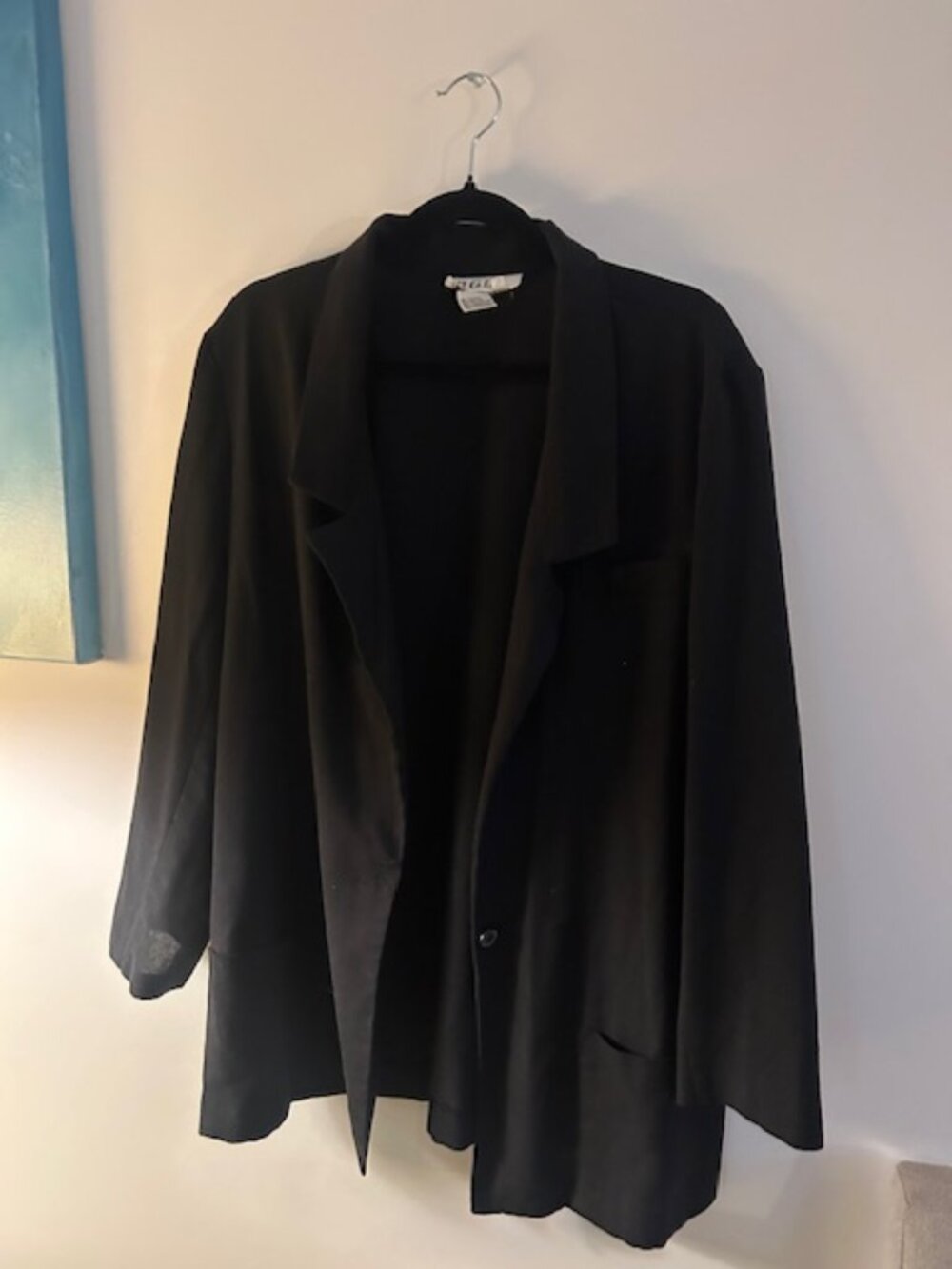 Vintage B.G.B. Ltd Black Longline Blazer Jacket 80s Corporate Goth Size 14